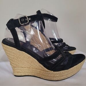 UGG Lauri Suede Espadrille Platform Wedge Sandals Strappy Size 10